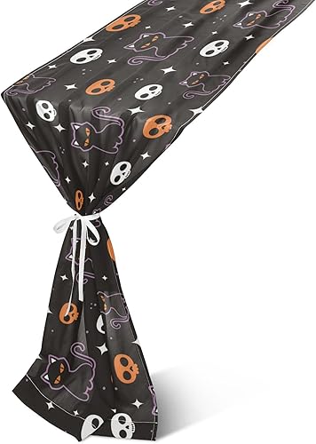 Halloween Colored Skulls Table Runner Fall Decorations for Home for Dining Table Decor Halloween Table Runner 120 Inches Long