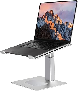Laptop Stand for Desk - Adjustable Height Angle Riser - Aluminium Metal Computer Holder Macbook stand - 11 inch to 17 inch- (Silver)