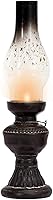 MoTopCom Black Antique Kerosene Lamp Tealight Holder - Vintage Glass Candle Lantern Table Decor with Handle, 12.2 Inch Medium