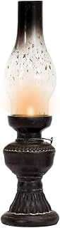 MoTopCom Black Antique Kerosene Lamp Tealight Holder - Vintage Glass Candle Lantern Table Decor with Handle, 12.2 Inch Medium