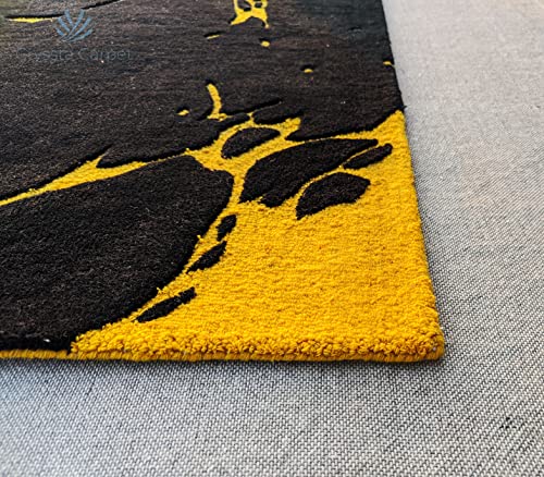 Image of Cracks Carpet for Living Room Size 10x14 Feet (300x420 cm) Color Charcoal & Gold