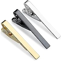 JIPIMON Men's Tie Clips 3 Pack - Black Silver Gold Classic Bars for Wedding Business Gifts Daily Wear