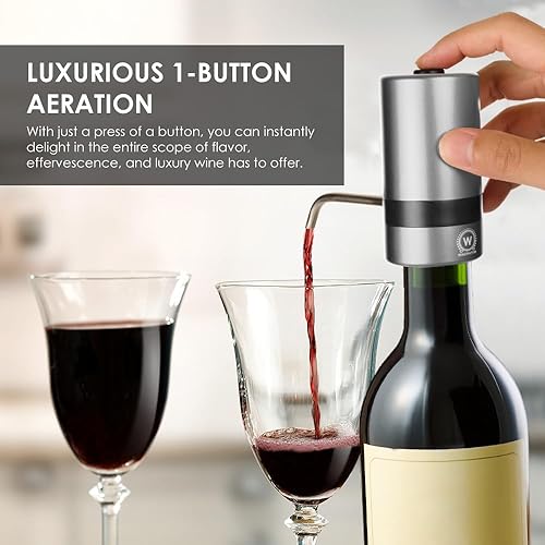 Miniatura 3 de Lujoso aireador de vino eléctrico instantáneo de 1 botón con boquilla 6 veces más oxidación para vinos, escocés y whisky