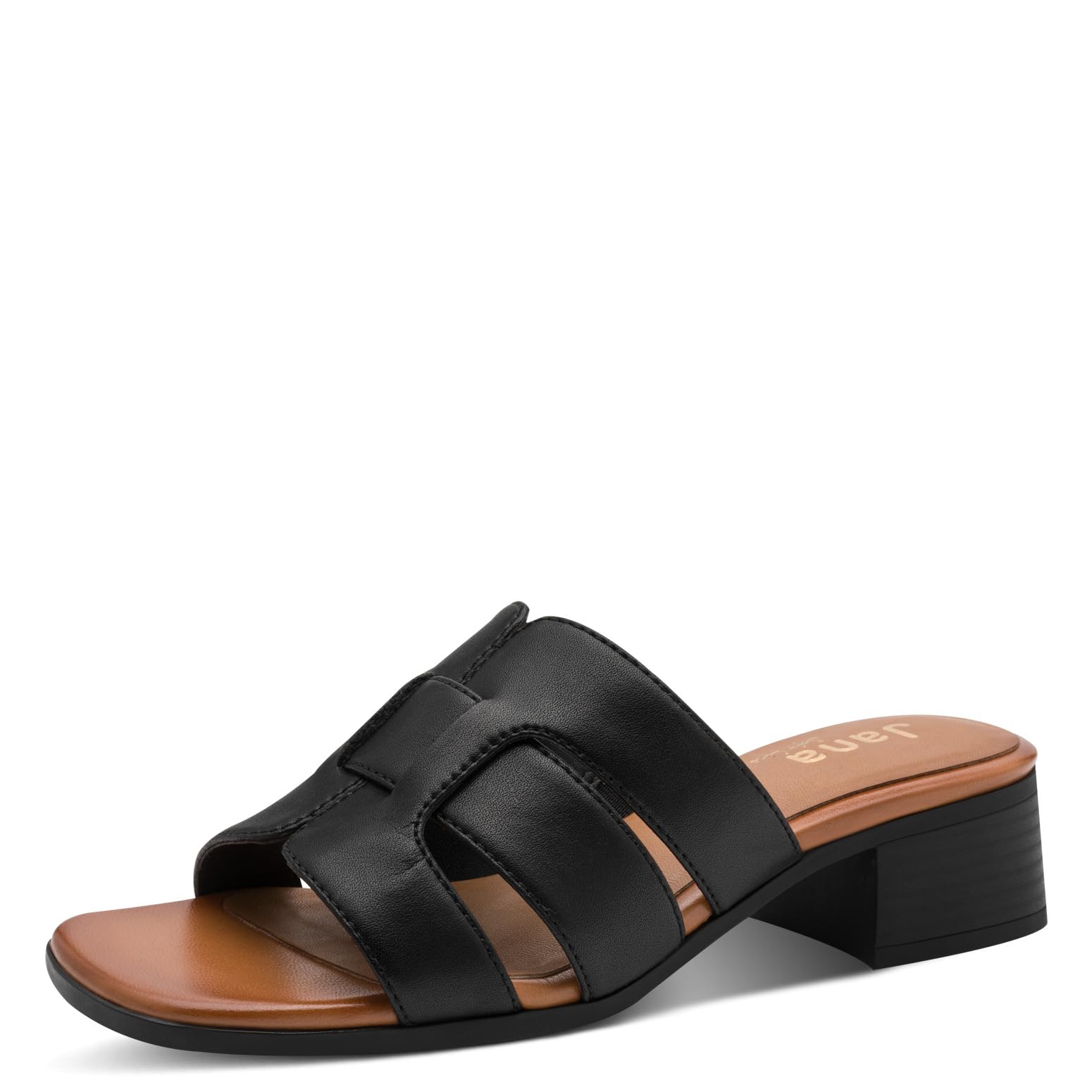 Jana Women's Softline Leather Mule Heel 8-27766-46 Sandals with Heel, Black, 42 EU