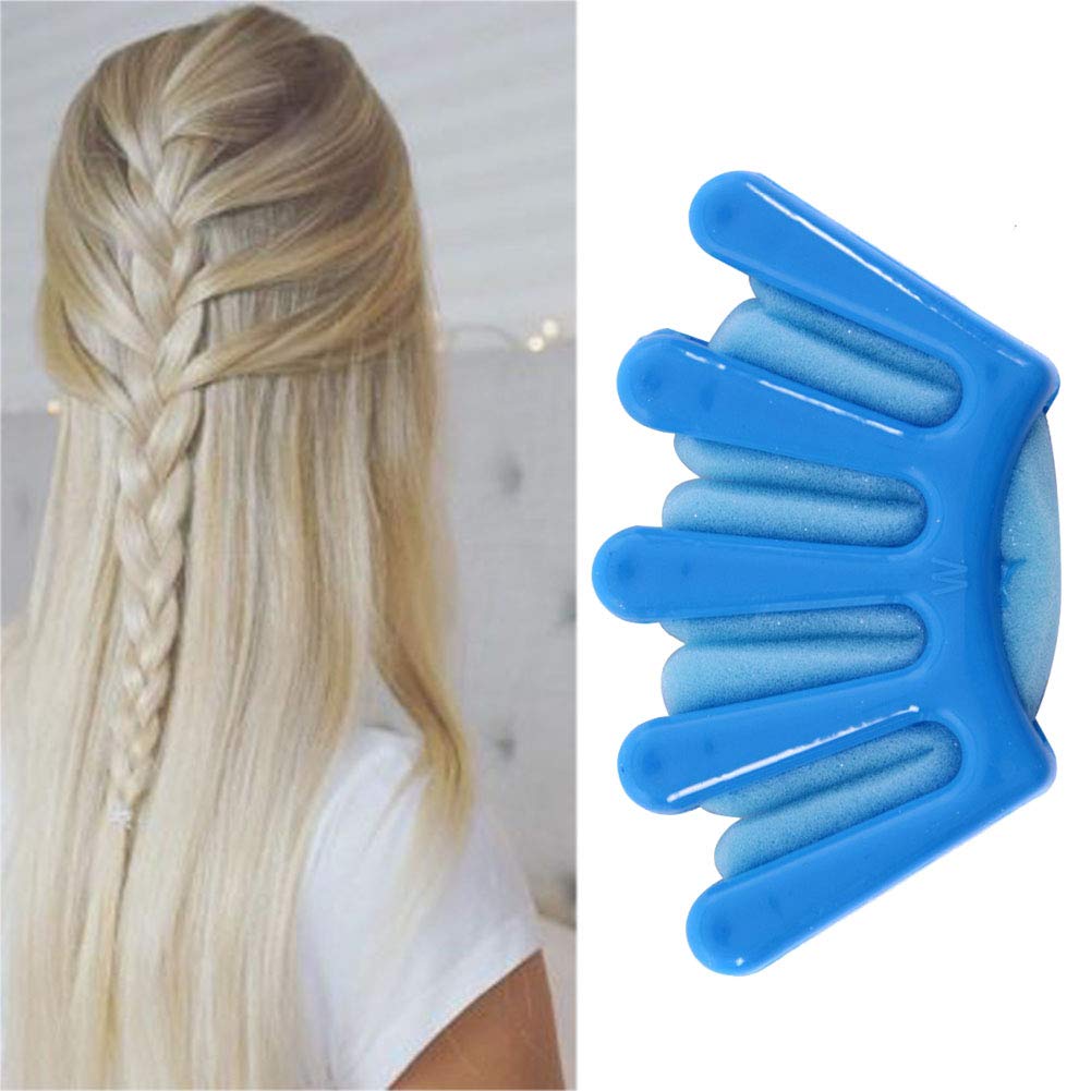 Xiton 1PC Schwamm-Haar-Flechtmaschine - Multifunktionshaar Flecht Werkzeug - Französisch Twist Plait Haar Braider - Palm Shaped DIY Hair Styling-Zubehör (Blau)