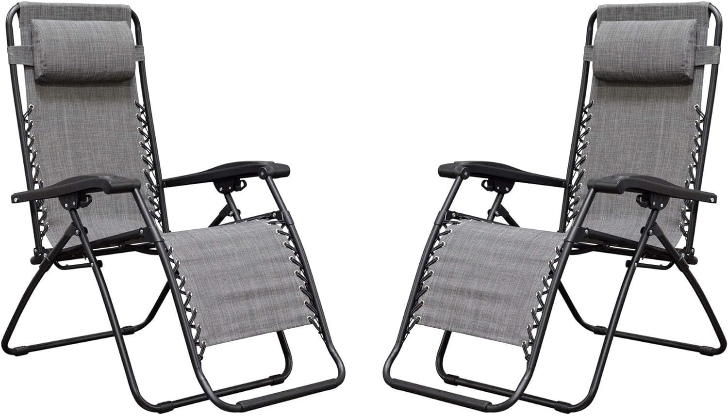 azorex Silla Gravedad Cero Tumbona Plegable Silla reclinable Ajustable Juego de 2uds con reposacabezas para jardín Patio terraza Playa Verano (Gris Claro)