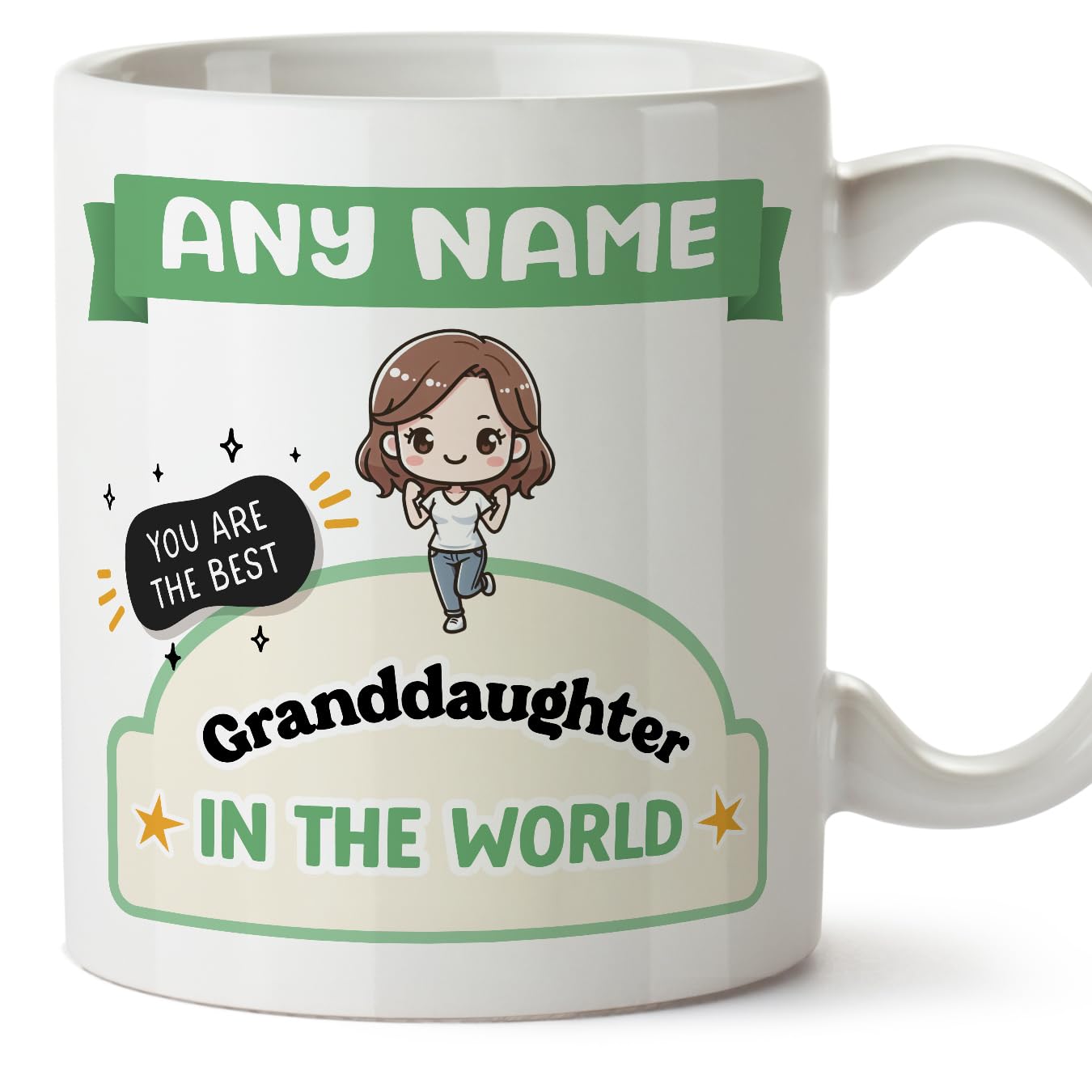 MUGFFINS Granddaughter Mug - in English - Best in The World - Kawaii - Funny Gift - Ceramic 11oz Mug