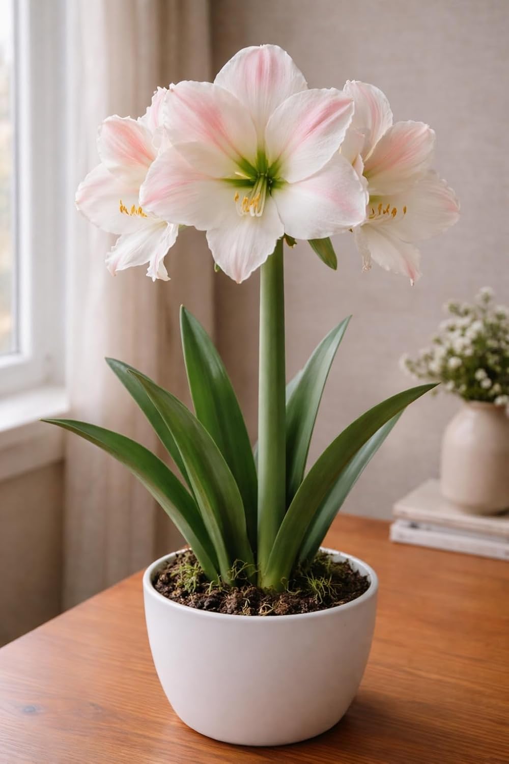 Premium White Wedding Amaryllis Bulb – Top Size 36–38 cm | White Blooms and Petals | Elegant Single-Bloom Variety | Indoor Winter Flowering Bulb | Easy Gift Plant