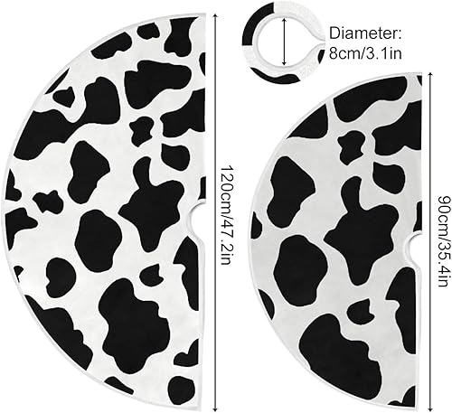 Miniatura 3 de Cow Skin Christmas Treeskirt, Canvas Christmas Tree Skirt, Christmas Tree Floor Decor, Tree Skirt for 3ft Tree