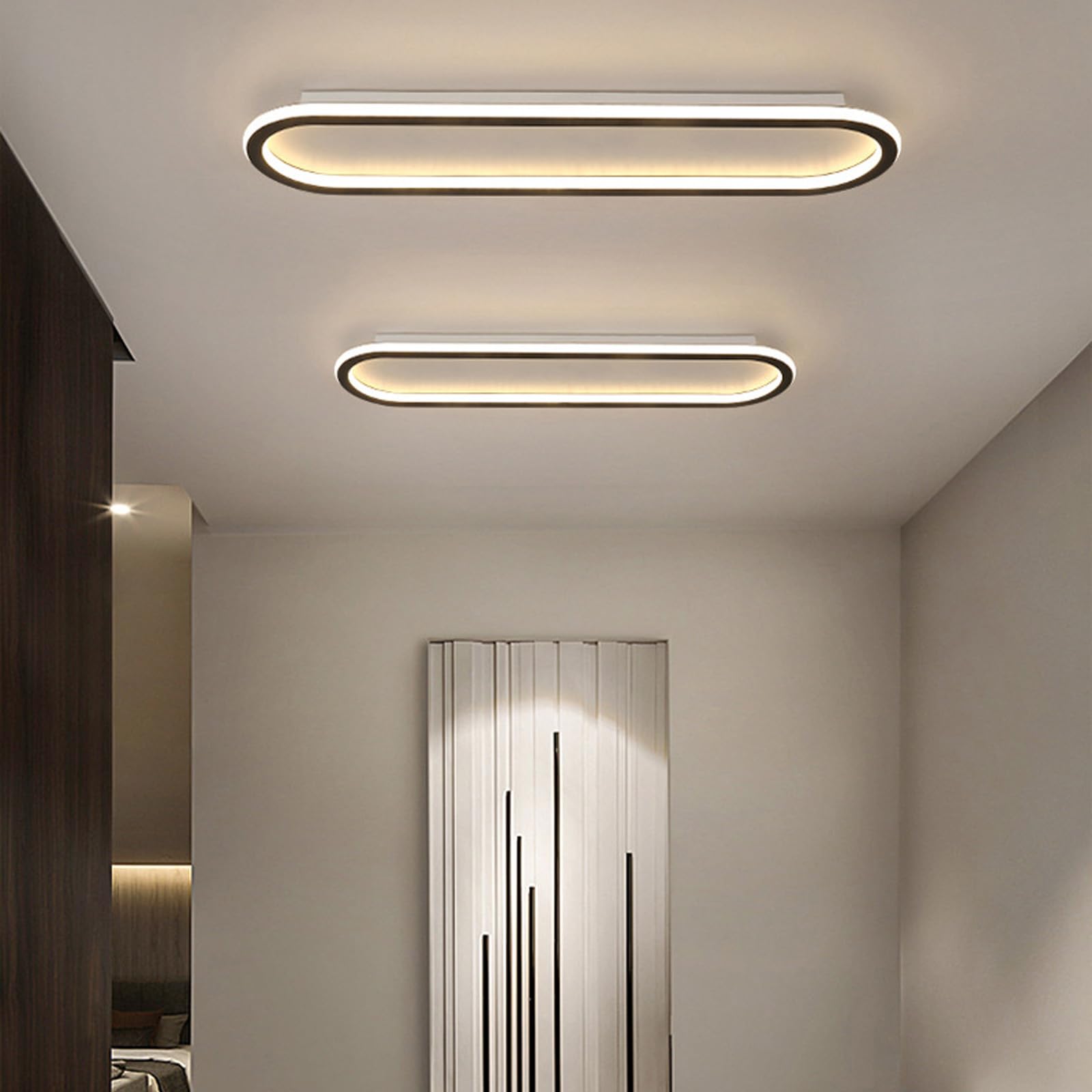 Plafon LED Techo Moderno Ovalada Decorativo Lámpara de Techo Planas Ultradelgadas Lámpara Techo Delgada Diseño Flush Mount para Dormitorio Cocina Balcón (Oro-Luz Neutra,80cm)