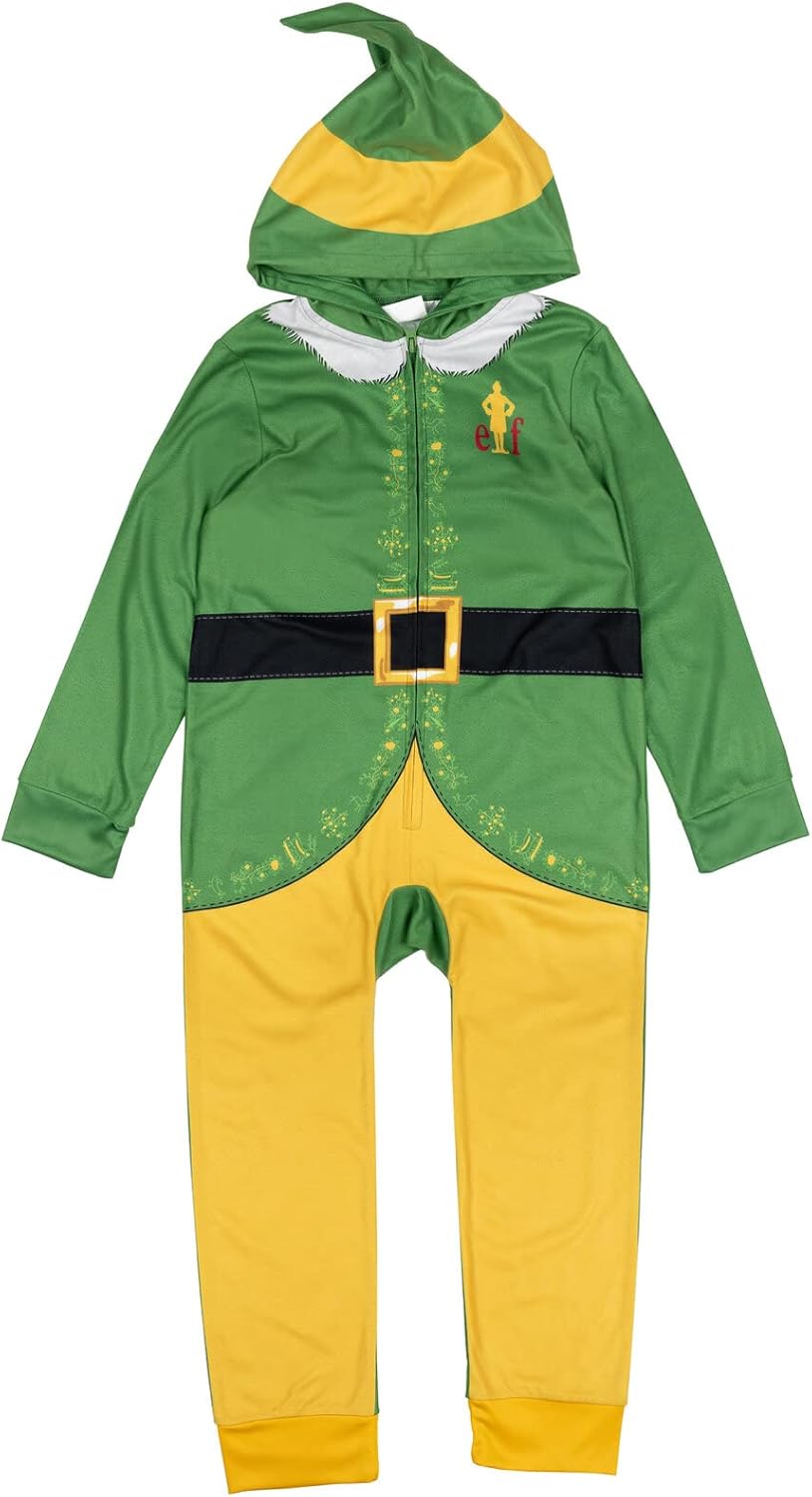 Elf Holiday Christmas Fleece Zip Up Cosplay Pajama Coverall Little Kid to Big Kid