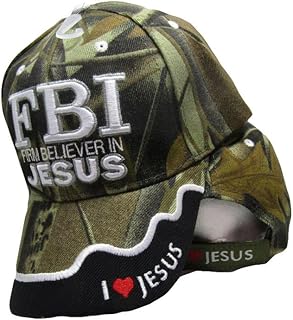 AES FBI Firm Believer in Jesus Christ Christian Camo Camouflage Embroidered Cap Hat