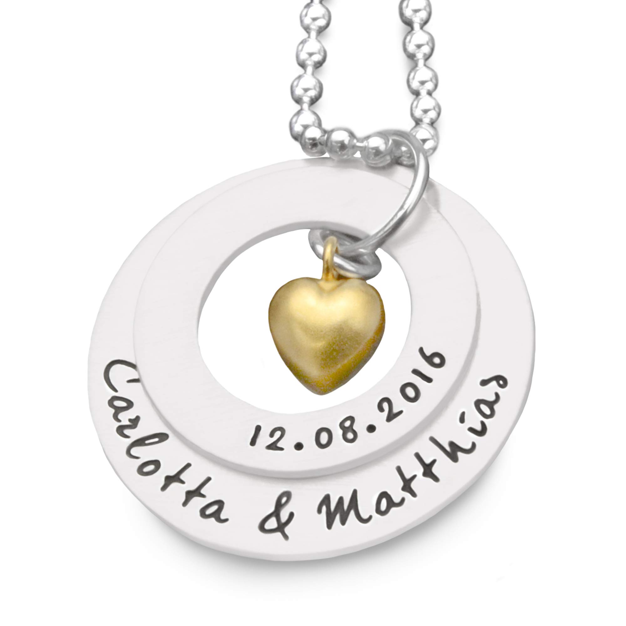 Brautschmuck Partnerkette Verlobungsgeschenk mit Gravur VERBUNDEN GOLD 925 Partnerschmuck Halskette Geschenk Frau Freundin