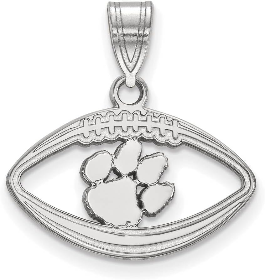 Clemson Pendant in Football (Sterling Silver)