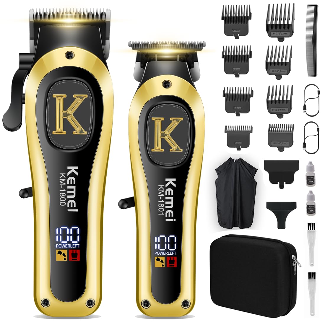 Kemei DLC 充電式バリカン ブラック/ゴールド Amazon.com: KEMEI Professional Clippers and Trimmers Set, Cordless
