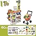 Supermarket Playset for Kids, 60 Pieces Grocery Store Toy with Cash Register, Scanner, Shopping Cart, Play Food and Accessories, Ages 3+ by Valessati