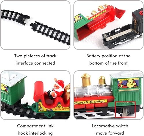 Miniatura 8 de Trenes eléctricos de juguete con luz y sonido, juegos de trenes de Navidad de 85 pulgadas para alrededor del árbol, juego de vías ferroviarias a