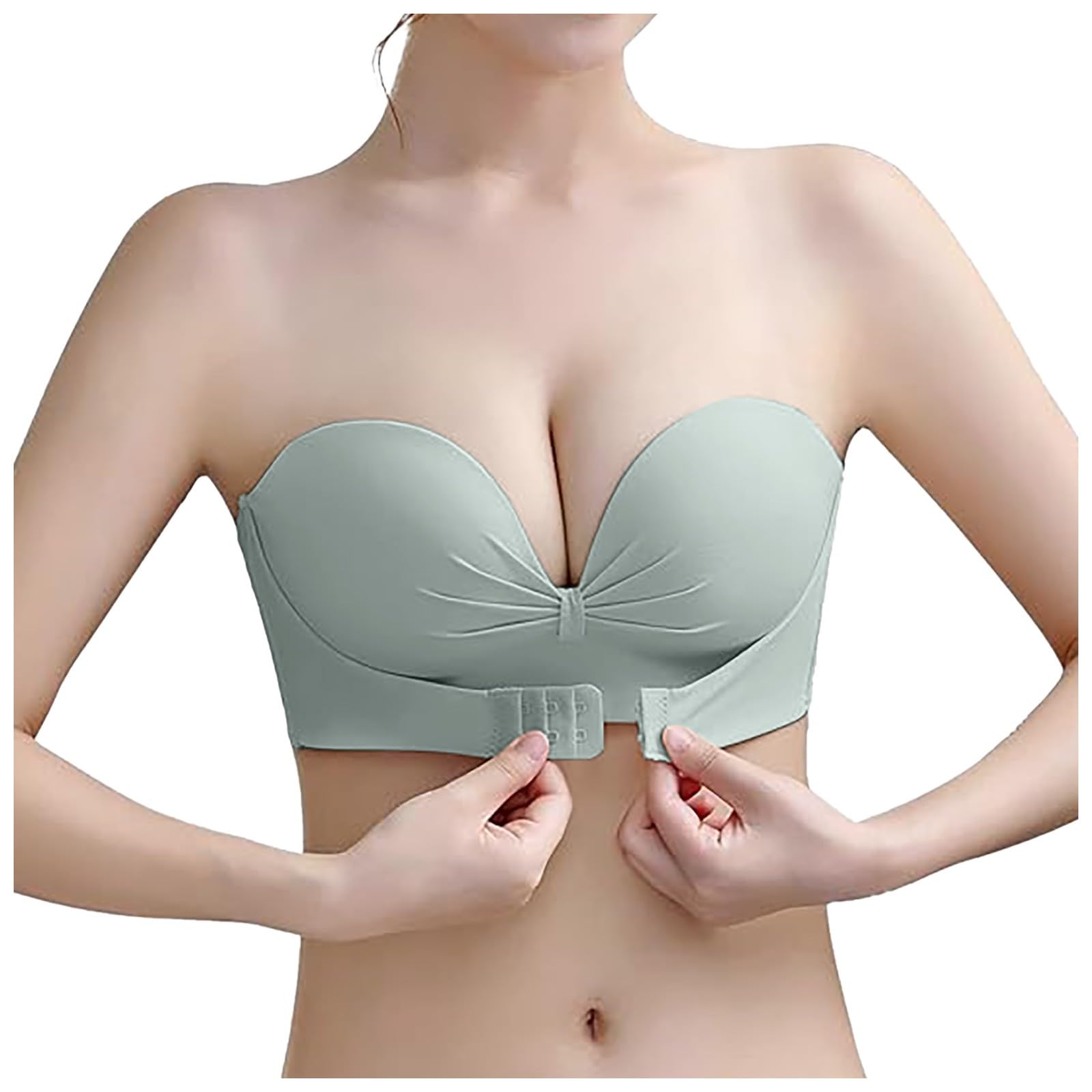 Sujetador push up sin tirantes para mujer, espalda superior, negro, talla 10