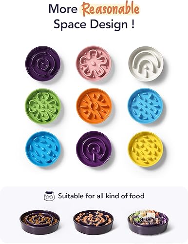 Vista 75 de LE TAUCI Cuencos de cerámica para perros de alimentación lenta, 3 tazas de alimentación lenta, tazón para perros de raza mediana y grande, cuenco
