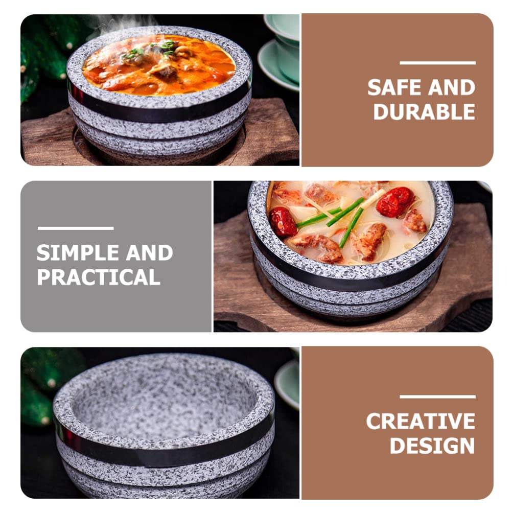 Koreanisches Dolsot Bibimbap Schüssel-Set – Keramik-Suppen-Eintopfschalen mit Holzboden – ideal für koreanische Küche Reis und Servieren – Küchengeschirr Backgeschirr