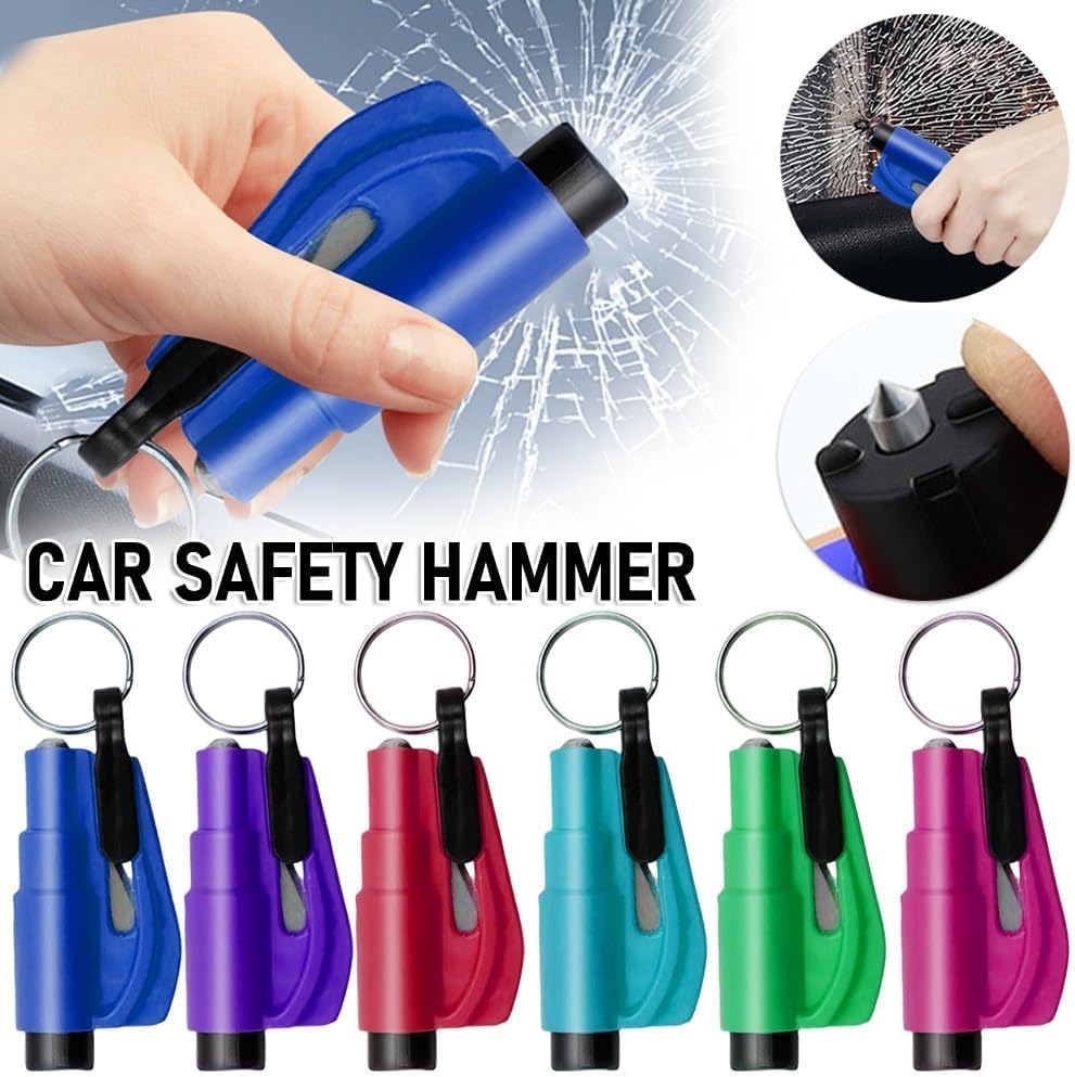 Stainless Steel Emergency Hammer, Window Impact Tool, Car Escape Tool – Shatters Car Windows & Cuts Seatbelts for Family/Traffic Accident Escape,Yellow