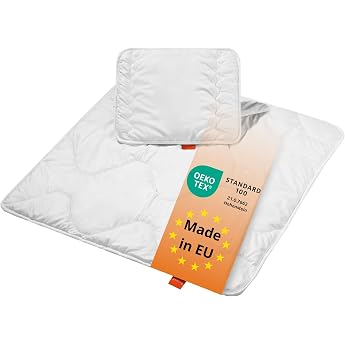 Sleepling Baby Bed Set All-Year Duvet 80 x 80 cm and Flat Cushion 35 x 40 cm