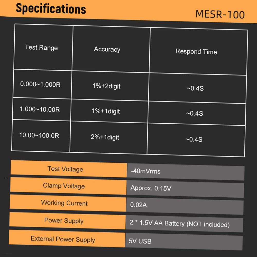Testeur de condensateur ESR MESR-100 Ohm mètre mesure résistance interne capacité SMD