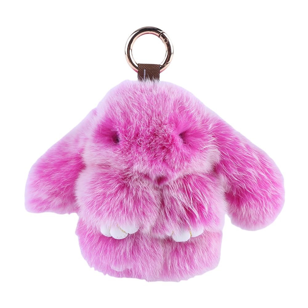 Women's Rose Easter Bunny Keychain With Tin Box, Bunny Cute Keychain – Adorable Bunnies Pompom Charm For Bags, Phones, Handbag Ornaments