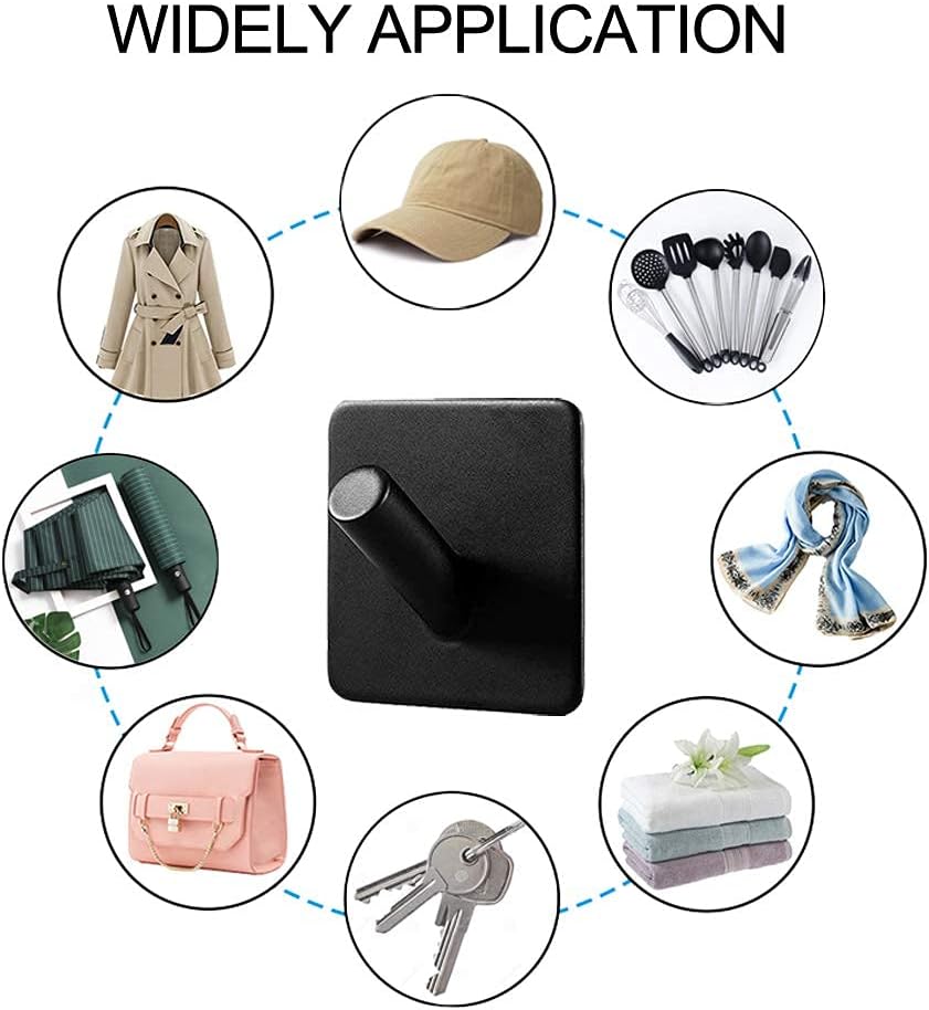 ShineMe Wall Hooks Heavy Duty, Self Adhesive Hooks Stick on Towel Hooks for Bathroom and Kitchen - Waterproof Stainless Steel Hooks for Hanging Coats, Keys, Hats, Robes (4 Pack)