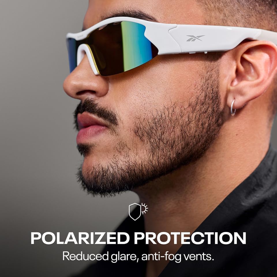 Reebok Flash Smart Audio Sunglasses, Berry Mirror Polarized Lens, Unisex, HiFi Bluetooth Sport Glasses with UV Protection - Powered by Lucyd - Image 5