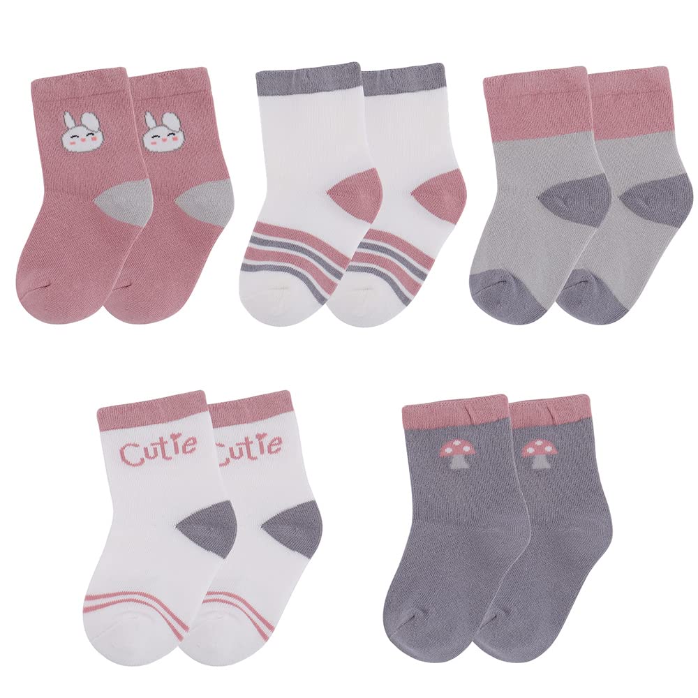 Cheerful Mario5PPK Newborn Socks Baby Boys Girls Cotton Socks Toddlers Multipack Socks Cute Pattern Crew Socks Soft and Comfy