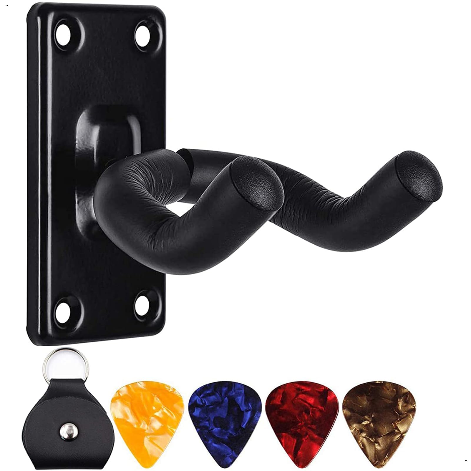 Xspring Gitar Tutucu, Gitar Duvara Montajlı Gitar Rafı, 4PCS Pick ile Gitar Askı Rafı, Gitar Duvara Montaj Askısı, Akustik Elektrik ve Bas Gitarlar için Stand Gitar Askıları Kancaları