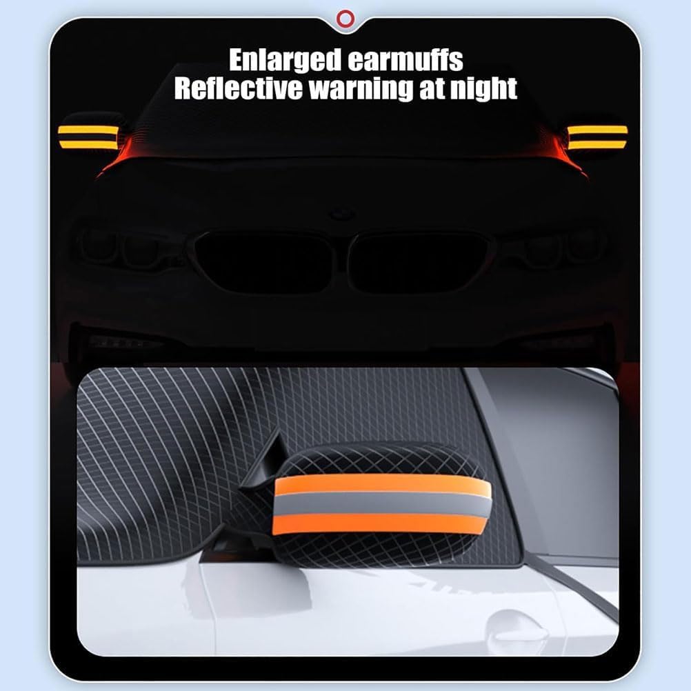 Couverture Pare-Brise Voiture Hiver pour Peugeot 607 2004-2008, Magnétiques Bache Pare Brise, Pare-Soleil Anti Givre Neige Anti Glace