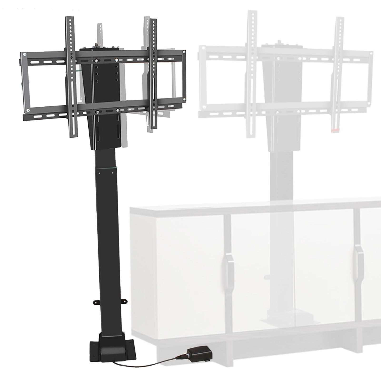 Support TV motorisé caché dans l'armoire pour optimiser l'espace du salon et de la chambre