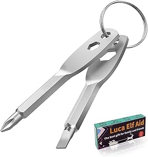 Keychain Screwdriver Set,Mens Stocking Stuffers for Christmas,Men's Keychain Screwdriver Gift,4-in-1 Tool Includes Flat Head Screwdriver and Phillips Screwdriver Wrench Tool