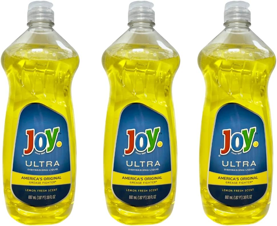 Joy Ultra Dish Liquid Soap, Lemon Fresh Scent, Grease Fighter, 30 Fl Oz (Pack of 3)