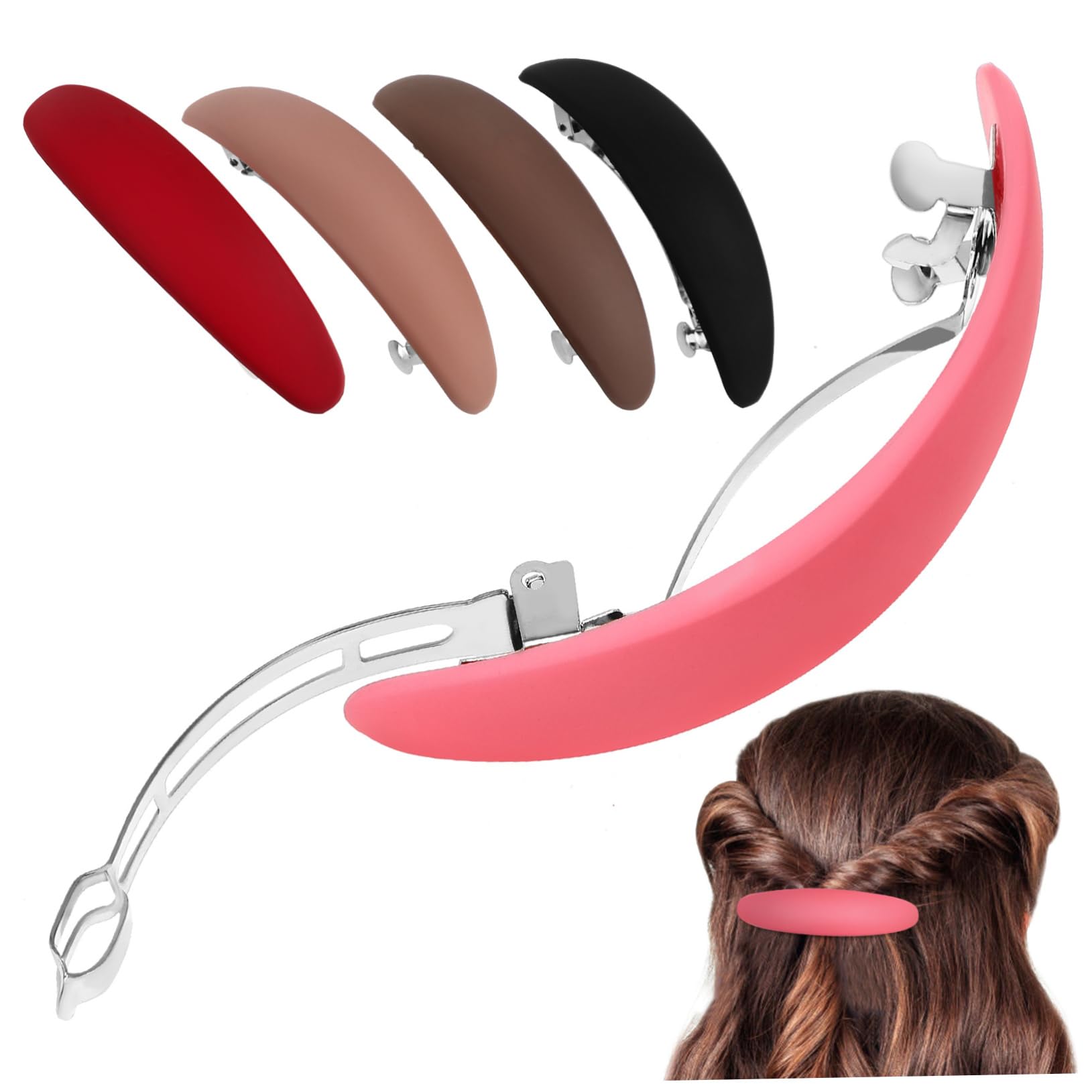 PACKOVE 5Pcs Vintage Automatic Hair Barrettes Ponytail Clips Dark Stylish Hair Accessories for Women and Easy to Use Durable Material