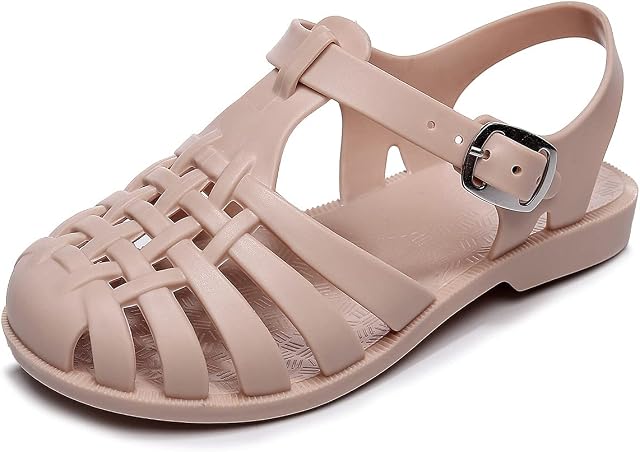 Kids Children Buckled Beach Sandals PVC Flat Jelly Shoes Soft Anti-Slip Sole Flat Footwear for Summer Holiday