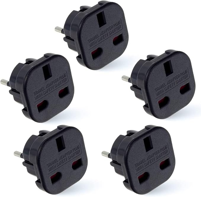 Pack of 5 Travel Adaptor UK to European Plug Adapter Converter (Euro