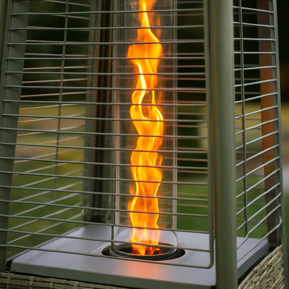 Pyramid Gas-Heizstrahler für den Außenbereich, 13 kW | Heizung mit offener Flamme für Garten, Bar und Restaurants | Abdeckung und Regler im Lieferumfang enthalten | Modernes Design |
