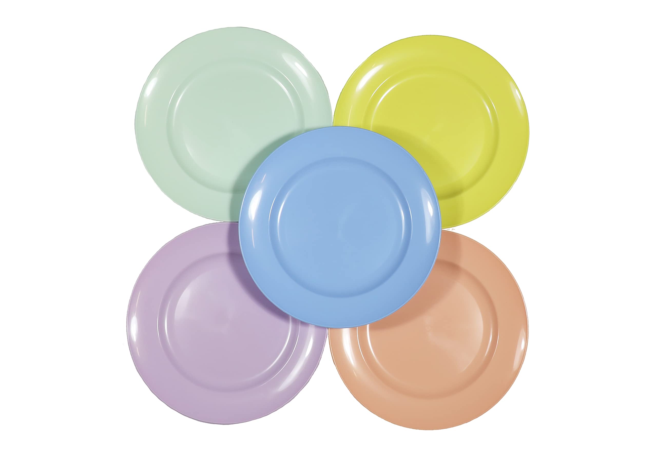 Harfield Pastel Pack of 10 Small Plates Reusable BPA Free Plastic Children's Shatterproof Tableware, Multicolour
