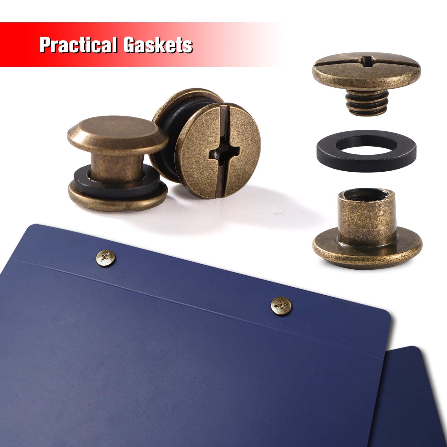 YIXISI 30 Set M5x4mm Chicago Screws Kit, Rivets Screws for Leather Bookbinding, Bronze