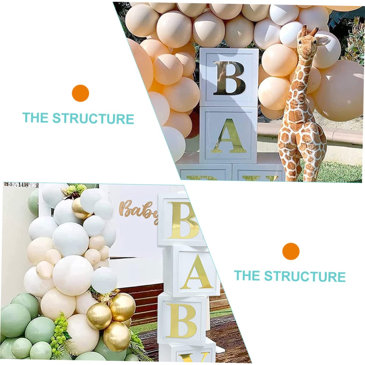 1ensemble Décorations De Shower pour Garçon Boîtes à Ballons avec Lettres Et Alphabet pour Fête De Genre Et Anniversaire