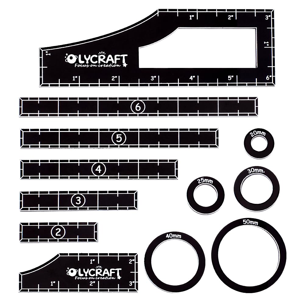 OLYCRAFT 1 Set(12pcs) Objective Point Markers Acrylic Ruler Objective Makers Set Round Objective Marker Gaming Accessory War Games Measuring Ruler for Tabletop Wargames Templates Set- 12 Sizes