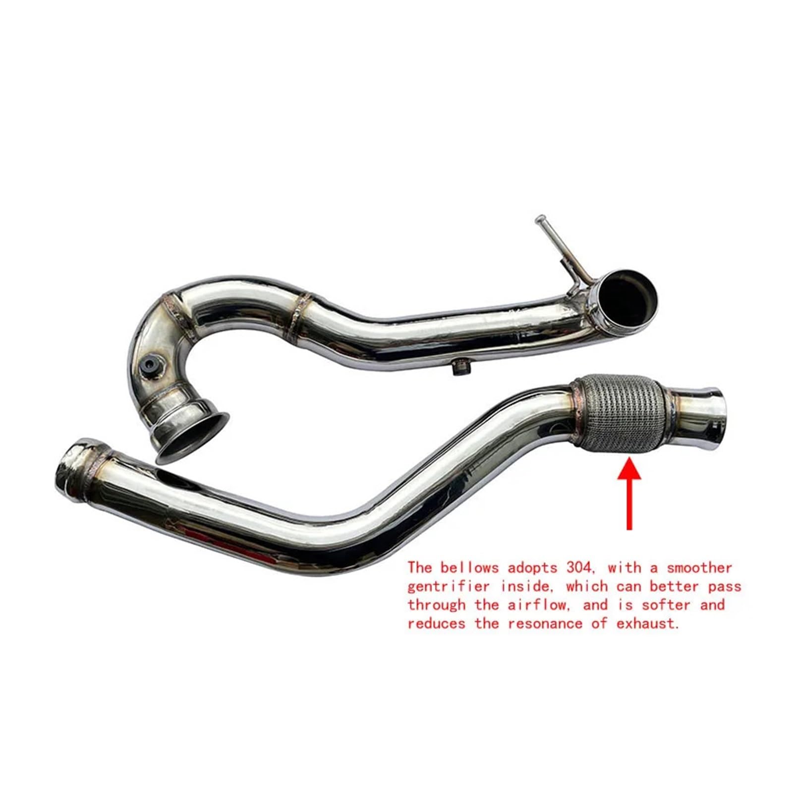 Xuanqingyi Store Turbo Catless Downpipe rura wydechowa, kompatybilna z Be*nz, kompatybilna z AMG A45 Cla45 3 cale (K8-HP-008-CEL)