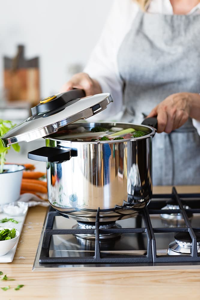 BRA Excellent | Olla a Presión Rápida de Fácil Aberura de 7 Litros, Fabricada en Acero Inoxidable 18/10, Con 2 Programas de Cocción y Sistema de Bloqueo de Apertura, Apta para Todo Tipo de Cocinas