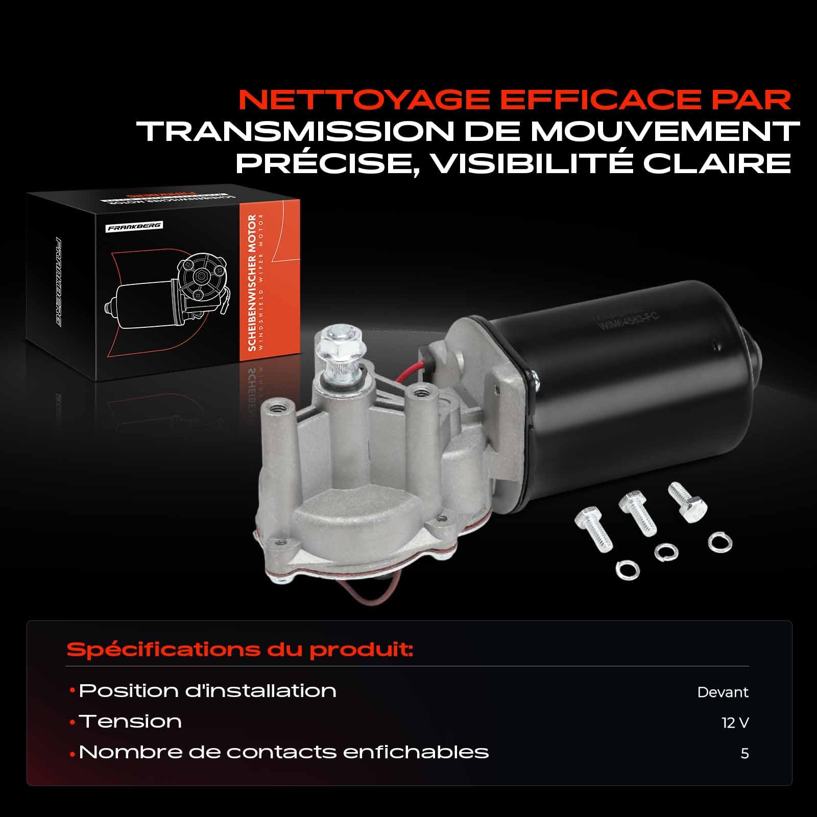 Frankberg Moteur d'Essuie-Glace Moteur d'Essuie-Glace de Pare-brise Avant