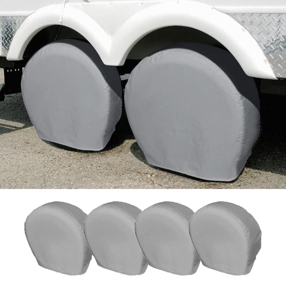 Juego de 4 fundas protectoras universales para neumáticos de 39 a 41 pulgadas, protección solar, protección solar, protección para ruedas, 420D Oxford, para coche, SUV, autocaravanas