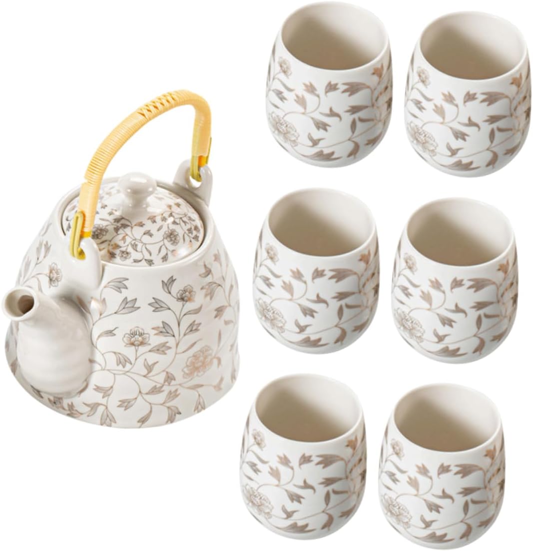 Ciieeo Tea Pot and Cups Suit White Ceramic Teaware 950ml Pot 180ml Cup Design Stylish Functional