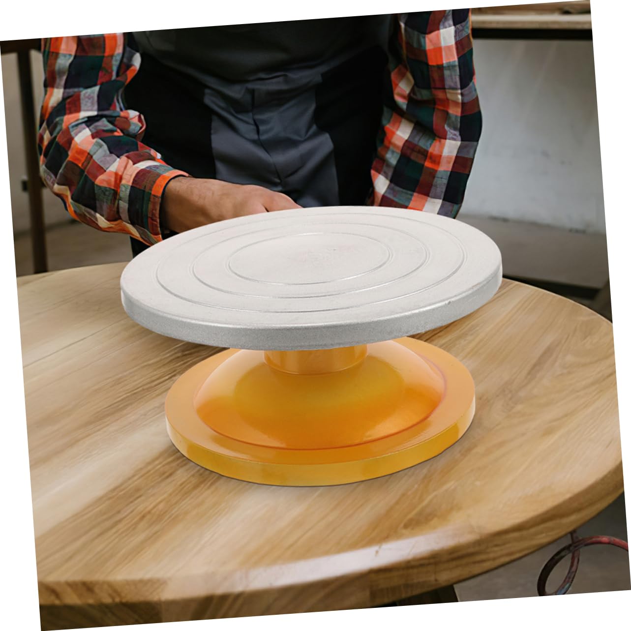 Ciieeo Plato Giratorio De Acero y Plástico 25cm Base Estable Soporte para Decorar Pasteles